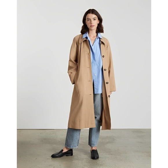 Everlane Jackets & Blazers - Everlane The Gathered Drape Trench Ash Brown Size XS Relaxed Fit Belted Pockets